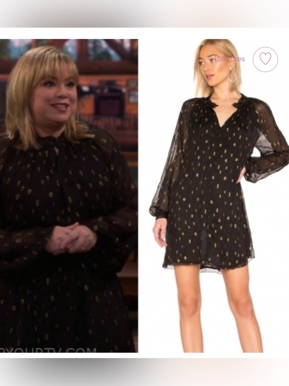 FRAME Smocked Raglan Black Gold Metallic Dot Mini Dress Celebrity Size M